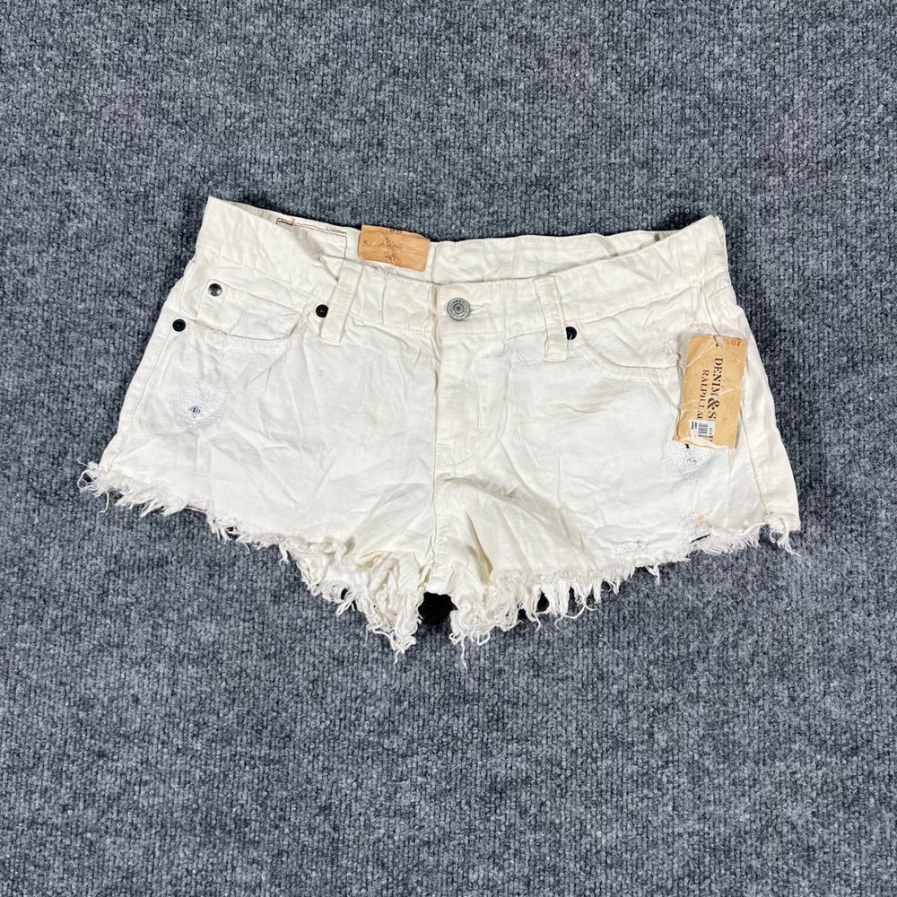 Denim & Supply Ralph Lauren Shorts Womens Size 28 White Distressed Mini Cutoff